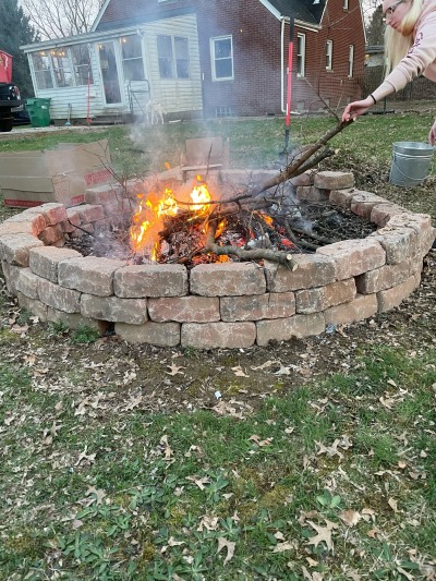 Was so nice having the first fire of 2023 the other night for an early Easter with babes parents. It needs a few more stones but love the fire pit @katiiie-lynn and I made 