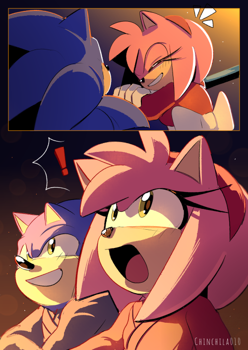 sonic the hedgehog and amy rose (sonic) drawn by chinchila010