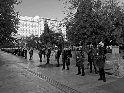 border-ctrl-delete:  Around 6,000 police deployed to try and lockdown Athens, on the day of the 40th anniversary celebrations of the Polytechnic uprising against the fascist junta. Shown the respect they deserve. 