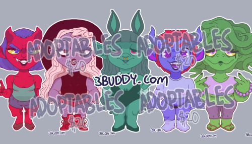 ADOPTABLES! Available on my website now! I’m also doing a giveaway on twitter for another adop