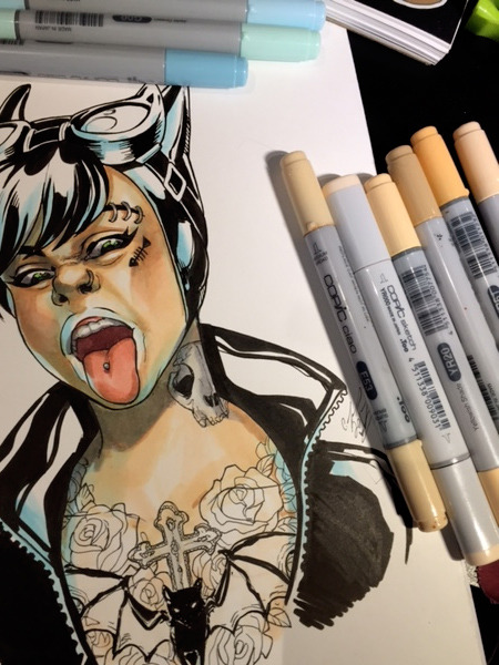 Working on a Catwoman commission with Copic Markers. Copic Australia are searching for their next ro