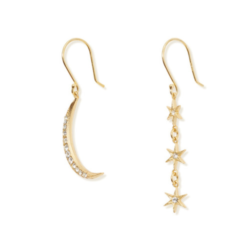 chandelyer: moon and stars drop earrings