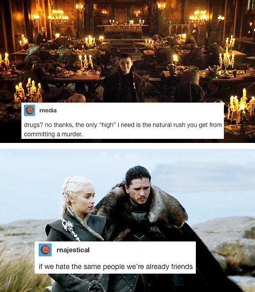 lady-feral: intoasylum: game of thrones [part 2] | text posts Is it possible that I am somehow both Arya and Brienne at any given moment? 