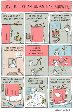 Geekartgallery: “Love Is Like An Unfamiliar Shower&Amp;Ldquo; By Grant Snider Of