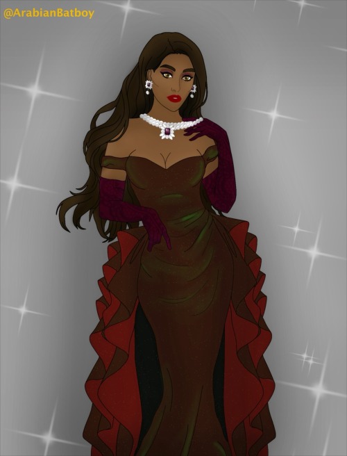 arabian-batboy:I really wanted to draw Talia in a fancy gown, but I couldn’t decide on one color, so