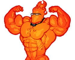 ripped-saurian:  if i’m gonna draw beefcake grillby i gotta do it right 