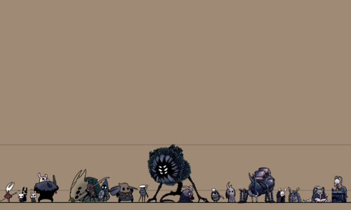 bugsandtears:HEIGHT CHART FOR EVERY HOLLOW KNIGHT NPC AND BOSS  Now With Godmaster!This time in piec