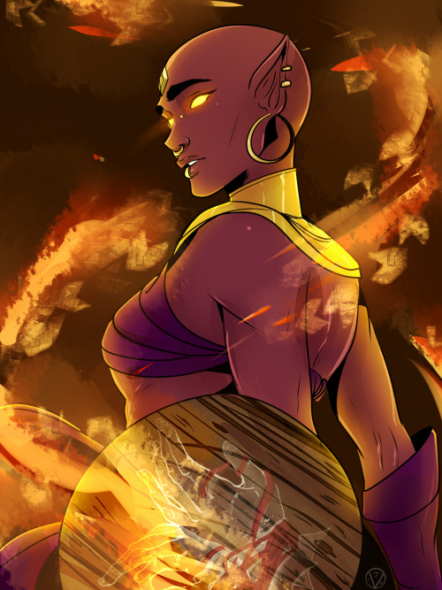 Our Fire Genasi Life Cleric, Anthracite, In Our Campaign (Made By @Path-Of-Sunlight)