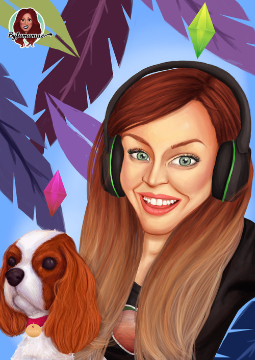 Portrait of @claresiobhan and little eevee.Digital painting done in Photoshop.