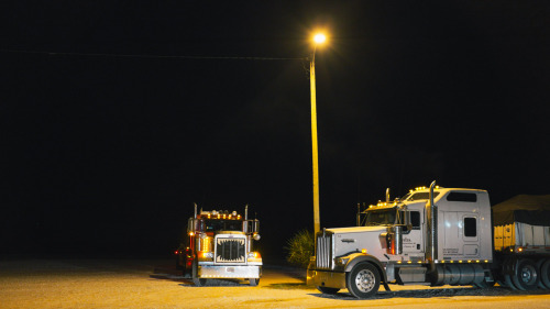 Night and day at the Miccosukee Service Plaza on Alligator Alley. 