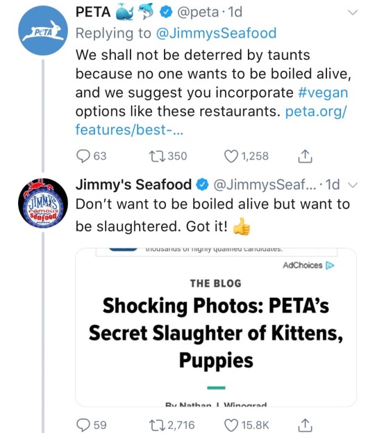 ouma-against-dickheads:  star-the-weeb:  bitchy-musume: starkillerrx:  c-bassmeow:  Omg …..  I can’t believe Jimmy’s Seafood murdered PETA   WHY IS EVERYONE GETTING ROASTED THIS YEAR  ROASTY ROASTY ROAST  Damn they got roasted like those crabs(yes