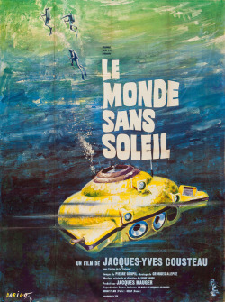 movieposteroftheday:  French grande for WORLD WITHOUT SUN (Jacques-Yves Cousteau, France, 1964)Artist: DarigoPoster source: Heritage Auctions50 years ago, WORLD WITHOUT SUN won the Oscar for Best Documentary Feature.