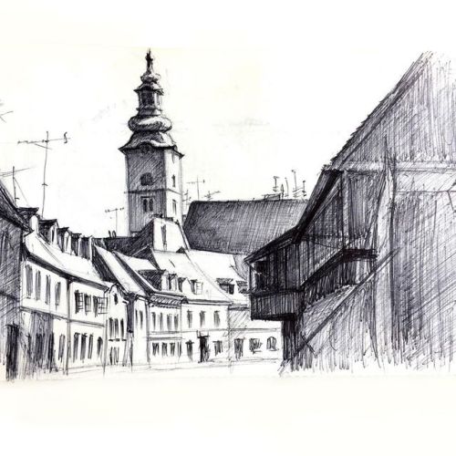 Travels with my sketchbook - Zagreb, Croatia. #travelswithmysketchbook #drawing #travelsketch #zagre