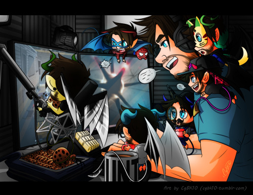 cgbk10:Title: Down TimeSome JSE!Chibi-Demons chilling out with Jack as he plays video games; based o