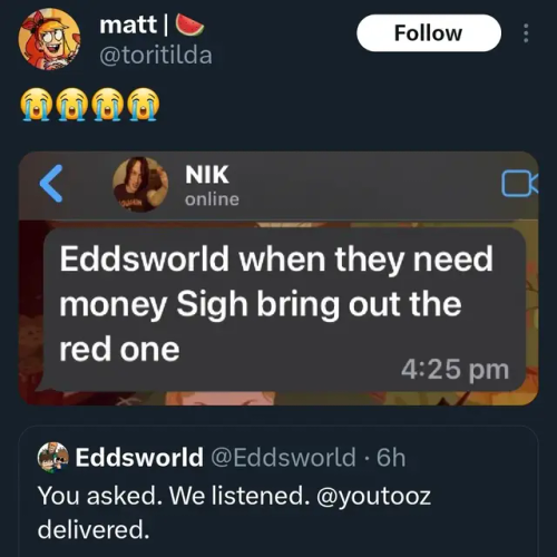 HE GOT RELEASED FROM EDDSWORLD JAIL EVERYBODY CHEER 🎊🎊🎊