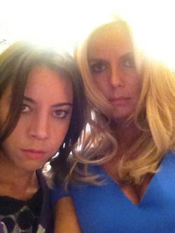  heidiklum Having a ball with @evilhag on the set of Parks and Recreation   