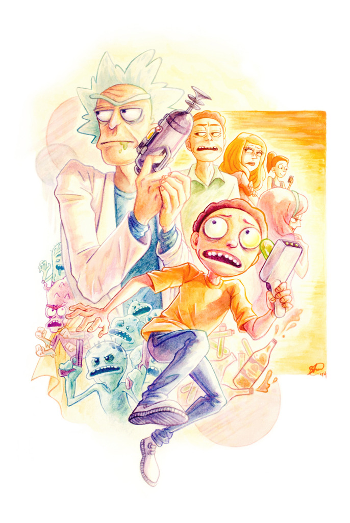 mawaru-draws:  Now you, too, can have your very own Rick and Morty poster in fine,