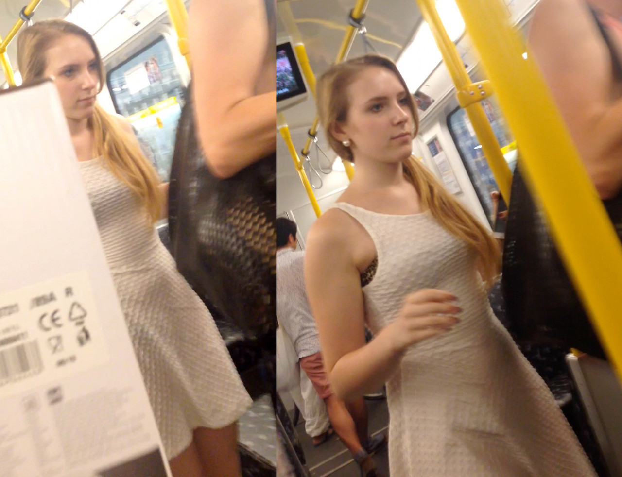 twistedirl:  He waited a whole trip on the bus to capture these upskirts of this