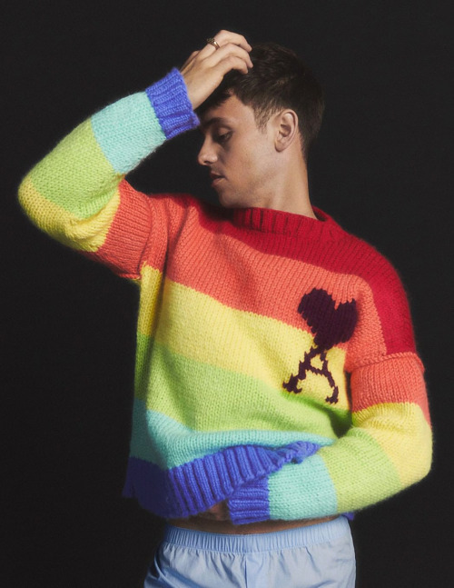 vogueman:Tom Daley photographed by Felix Cooper for Ami Paris. Tom wears Ami de Coeur Rainbow jumper