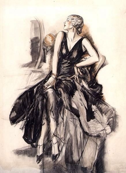 vampdreaminginhollywood:  ‘Seated Woman In Black Dress’ - by Henry Patrick Raleigh