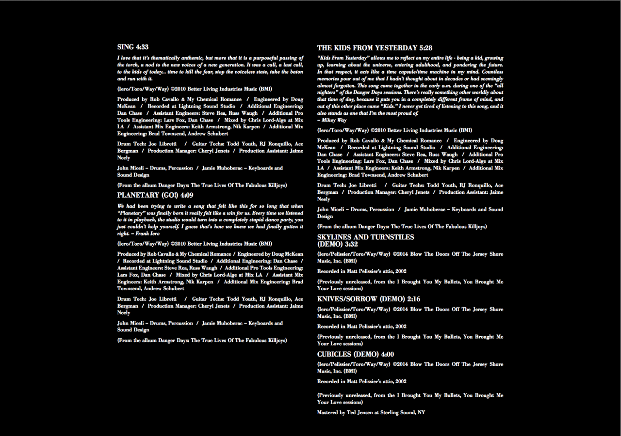 mychemicalcatalog:  May Death Never Stop You - Digital Booklet Buy the album at