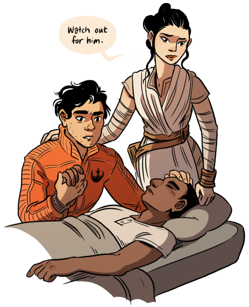 mollyostertag: i love all the art of these three being happy together, but Rey and Poe never get the