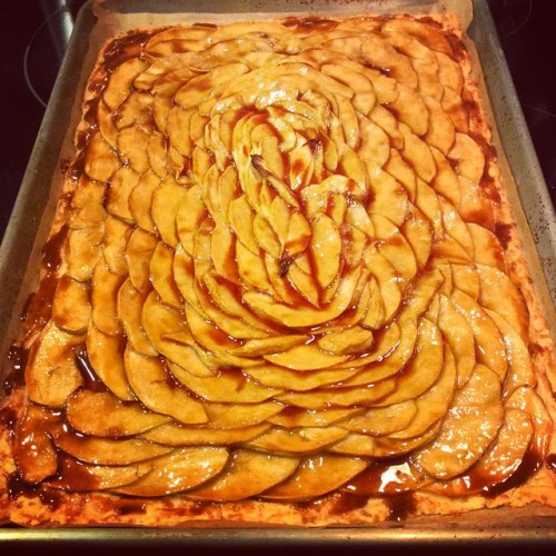 Apple mosaic tart all ready for tomorrow’s potluck. I haven’t made one of these in a while! #oldschool #baking #apple #season