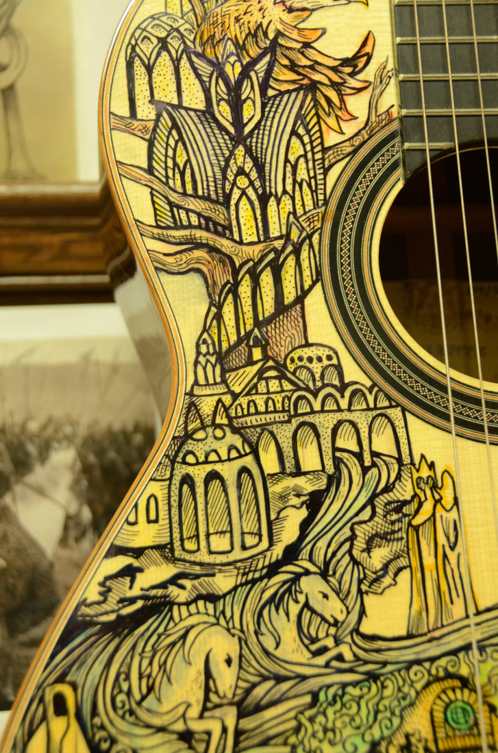 the-vashta-nerada:  ianbrooks:  LOTR Illustrated Guitar by Vivian Xiao Exquisitely