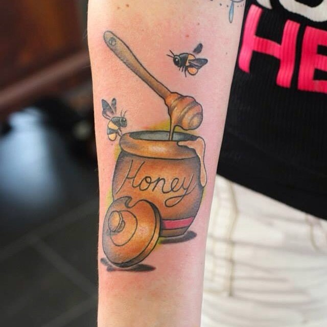 A bee and honey pot by me codytats  rtattoo