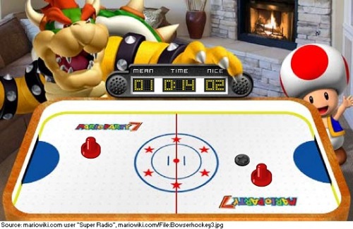 suppermariobroth:Bowser’s photorealistic lair from the “Bowser’s Lair Hockey&