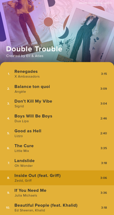 abookishcreative:Double Trouble Playlist If the twins in The Elementalist made a playlist! Playlist 