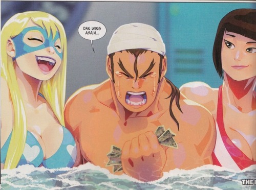 star-xvii:Scan of a panel from the Street Fighter V Wrestling Special for Free Comic Book day 2017 out today! envy dan > .<