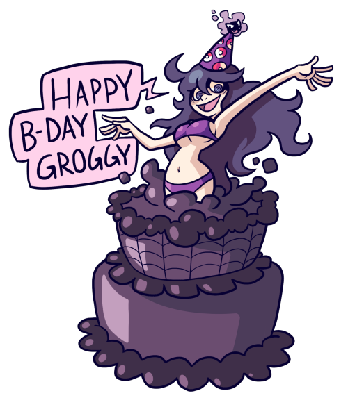 droolingdemon: It’s @gro-ggy‘s birthday so I drew this to celebrate (She REALLY likes the Hex Maniac)! Happy birthday Grogster~ <3 <3 <3