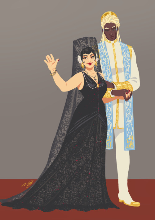 pandanoi:pandanoi:I’m late to the party but I really wanted to draw Herem babes in Met Gala style.Th