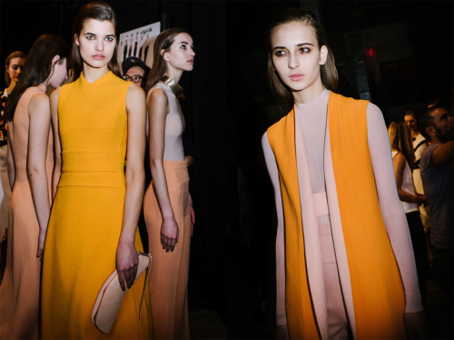 backstage at Narciso Rodriguez for Harper’s Bazaar