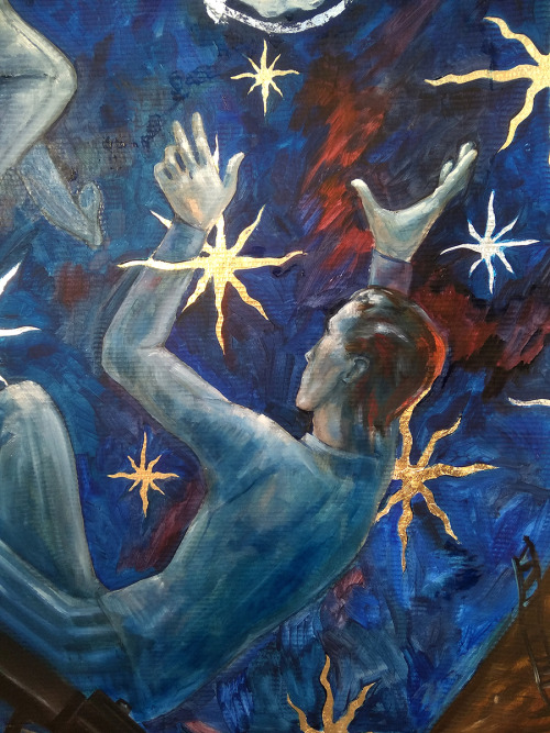 “Observatory worker retires” 120x200cm, oil on cardboard.dedicated to David Bowie 