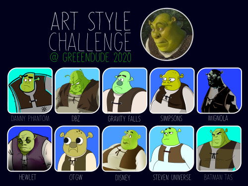 saw the 10 different art style challenge and wellshrekt it 