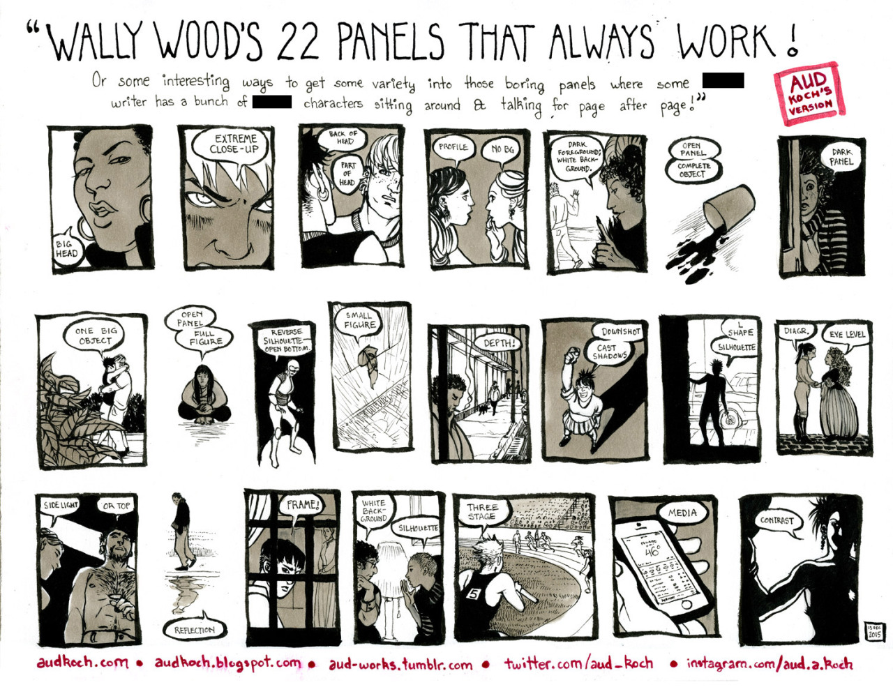 For panel composition practice, I redrew “Wally Woods 22 Panels That  Always Work!!” Super fun, but boy howdy did this take... – @stevelieber on  Tumblr