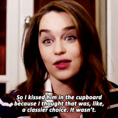 skikru:  rubyredwisp:Emilia Clarke tells us about her first kiss. (x)  ‘Boy kiss’