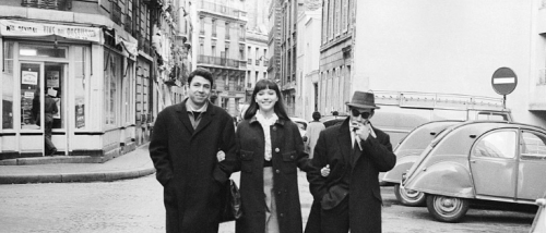 Jean-Luc Godard, Anna Karina and Sady Rebbot, 1967.