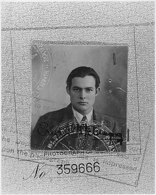 Ernest Hemingway’s passport photo 1923