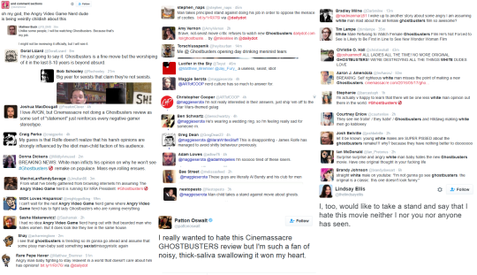 trilllizard420: friendly-stand-user:  Normally I don’t care about shit like this, but looking back, the people getting mad at James Rolfe for his non-review of Ghostbusters 2016 (Which was basically saying in a calm, collected and concise way “I’m