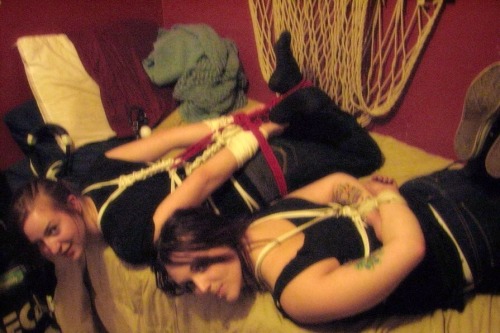 beautyintheballgag:  Amateur girl and her friend love a good hogtie and ballgag session 