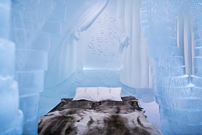 High class hibernation (guest rooms at IceHotel, Jukkasjärvi, northern Sweden)