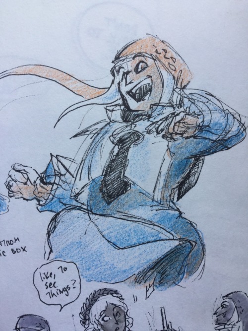 ofhopefuldays:from the sketchbook! silly but Much Needed comedia things, especially the virgil vs. t