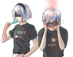 hikcups: I wish the T shirt scenario could happen… 9S’ aesthetics vs 2B’s  wanted to do some quality fanart but what happened 