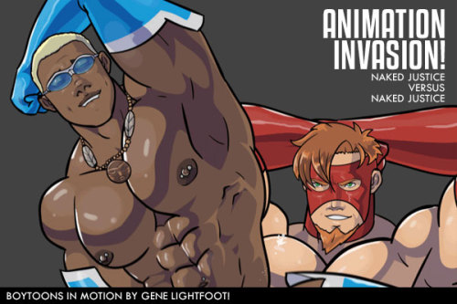 classcomics:  The JUNE 2016 free Class Comics Animation features the classic NAKED JUSTICE fucking the all-new NAKED JUSTICE !  The boys are BEAUTIFULLY ANIMATED by none other than the amazing GENE LIGHTFOOT! Remember to subscribe to the official