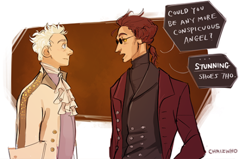thegoodomensdumpster:chrizwho:crowley low key adores his outrageously pretty shoes as much as i do. 