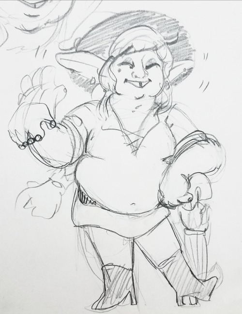 offalteeth:Fat Taako is that good good. [image description: a sketch on white paper of Taako, a fat 