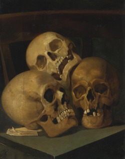 laclefdescoeurs: Still Life with Three Skulls, Henri Jan Augustyn Leys